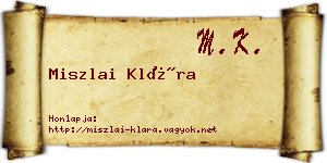 Miszlai Klára névjegykártya